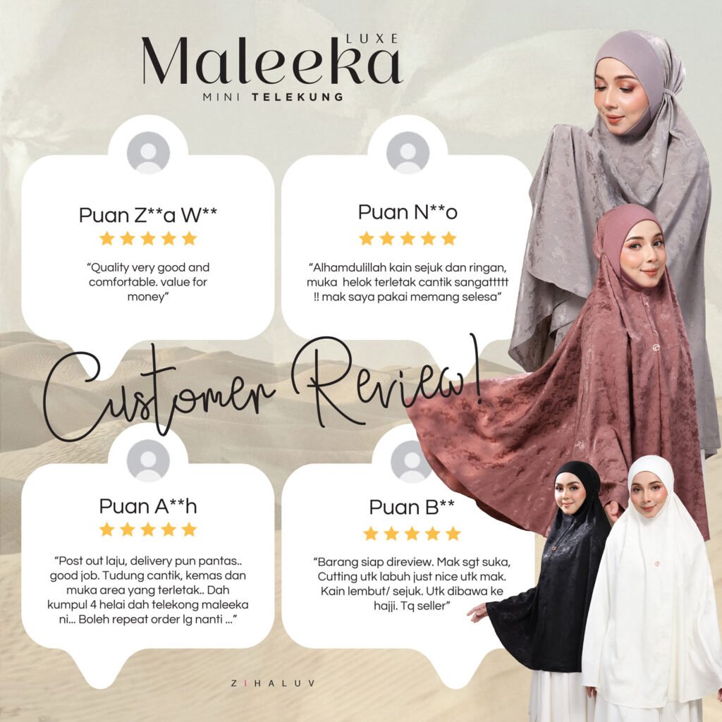 Ulasan pelanggan Maleeka Luxe dengan lima bintang