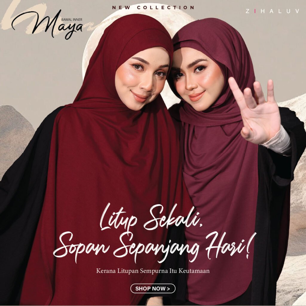 Maya Bawal Inner dalam warna maroon dan mauve. Litup sekali, sopan sepanjang hari