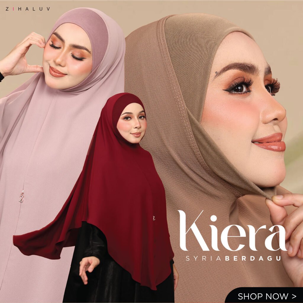 Kiera Syria Berdagu dalam warna dusty pink, maroon dan cappuccino. Tudung sarung berdagu yang kemas