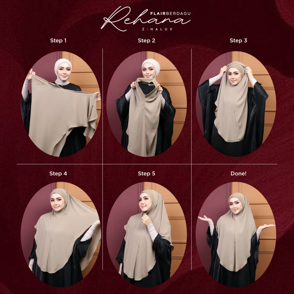 Tutorial memakai Rehana Flair: Step 1 hingga Step 5 dan Done