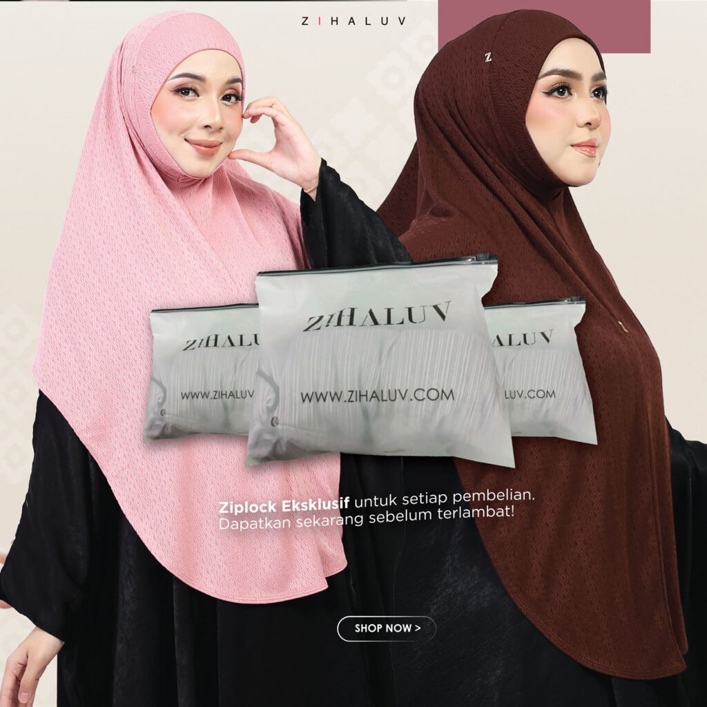 Hanan Flair dalam warna dustypink dan richbrown bersama ziplock eksklusif zihaluv