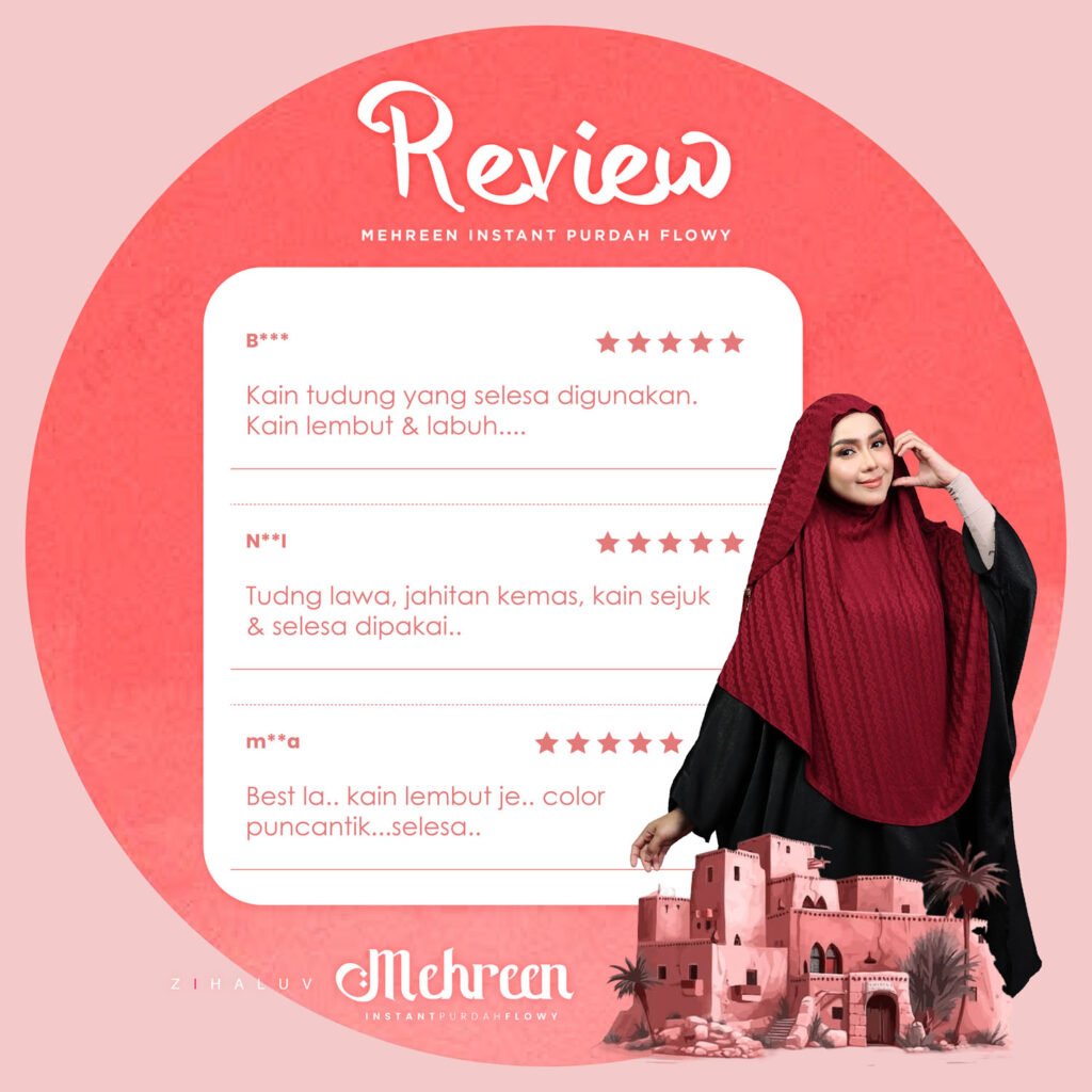 Review Mehreen Instant Purdah Flowy: kain lembut, selesa, jahitan kemas dan labuh