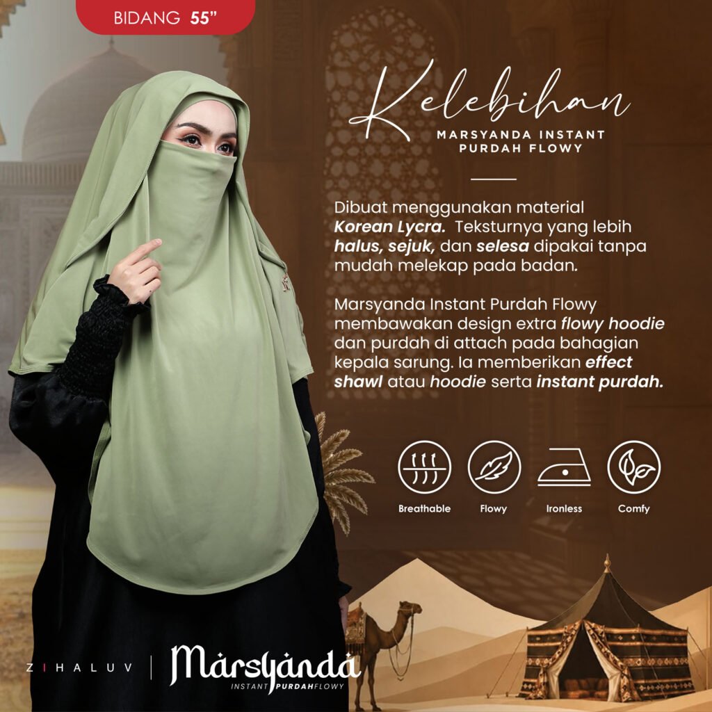 Kelebihan Marsyanda: material Korean Lycra, breathable, flowy, ironless dan comfy